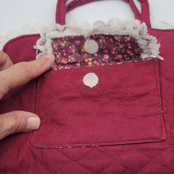 2 Vintage Handmade Quilted Fabric Book Notebook Bible Cover Carrying Case Tote - Picture 3 of 9